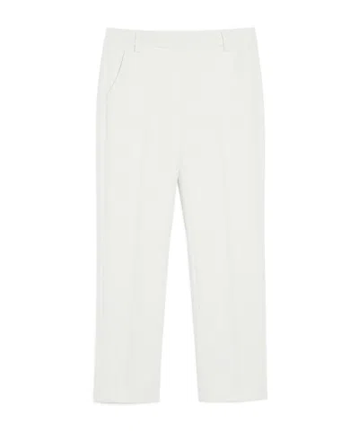 Weekend Max Mara Viscose Double-layered Canvas Trousers In Ecru