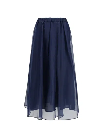 Weekend Max Mara Visino Pleated Skirt In Blue