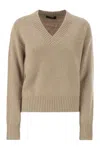 Weekend Max Mara Visita - V-neck Sweater In Alpaca And Cotton In Brown