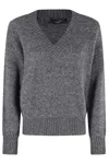 Weekend Max Mara V-neck Wool Sweater In Gray