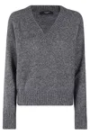 Weekend Max Mara V-neck Wool Sweater In Medium Grey