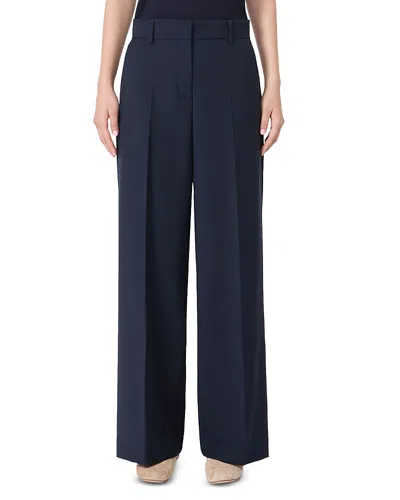Weekend Max Mara Womens Navy Visivo Wide-leg Mid-rise Wool Trousers
