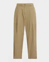 Weekend Max Mara Vista Pleated Cotton Canvas Barrel Trousers In Neutral