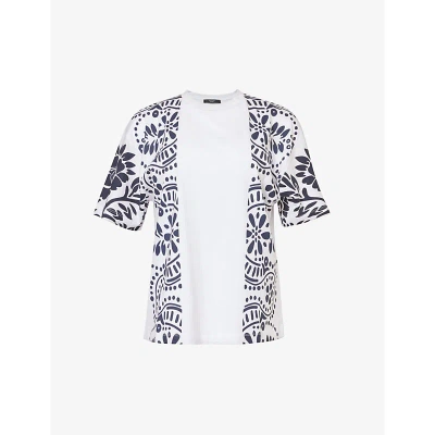 Weekend Max Mara Womens White Viterbo Floral-pattern Cotton-jersey T-shirt