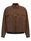 Weekend Max Mara Collared Crop Shirt With Chest Pockets And Long Sleeves In Brown