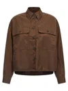 Weekend Max Mara Collared Crop Shirt With Chest Pockets And Long Sleeves In Brown