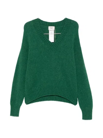 Weekend Max Mara V-neck Alpaca Sweater In Green
