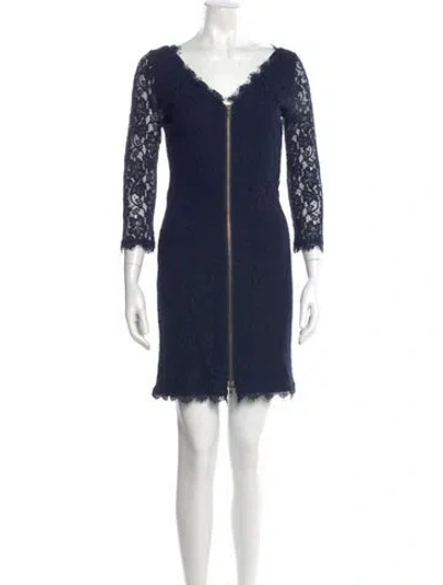 Pre-owned Weekend Max Mara V-neck Knee-length Dress In Blue