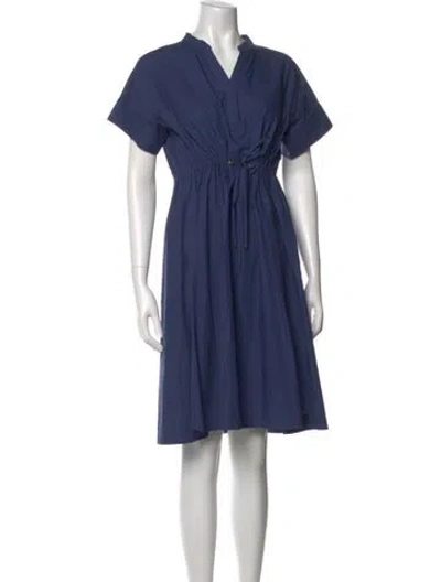 Pre-owned Weekend Max Mara V-neck Knee-length Dress In Blue