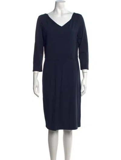 Pre-owned Weekend Max Mara V-neck Knee-length Dress In Blue