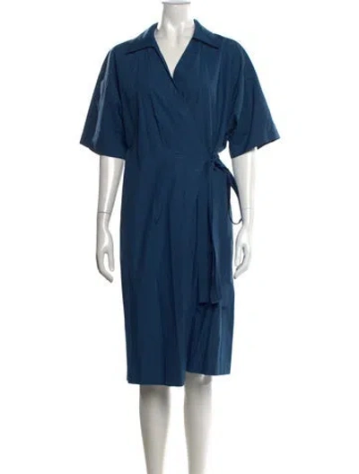 Pre-owned Weekend Max Mara V-neck Knee-length Dress In Blue