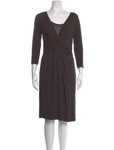 Pre-owned Weekend Max Mara V-neck Knee-length Dress In Brown