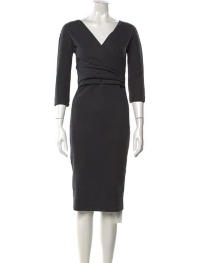 Pre-owned Weekend Max Mara V-neck Knee-length Dress In Grey