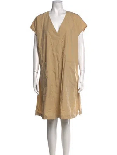 Pre-owned Weekend Max Mara V-neck Knee-length Dress In Neutrals