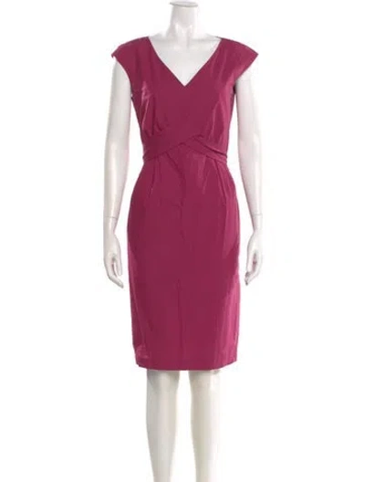 Pre-owned Weekend Max Mara V-neck Knee-length Dress In Pink