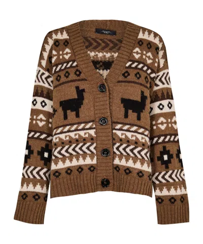 Weekend Max Mara V-neck Knit Cardigan In Brown