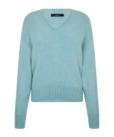 Weekend Max Mara V-neck Knit Sweater In Blue