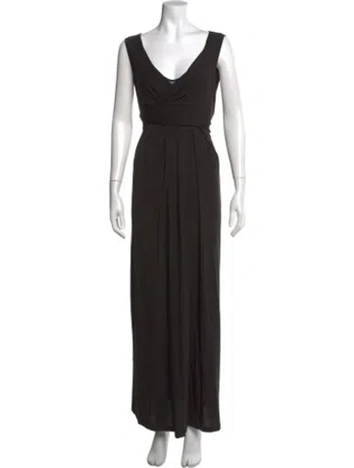 Pre-owned Weekend Max Mara V-neck Long Dress In Black