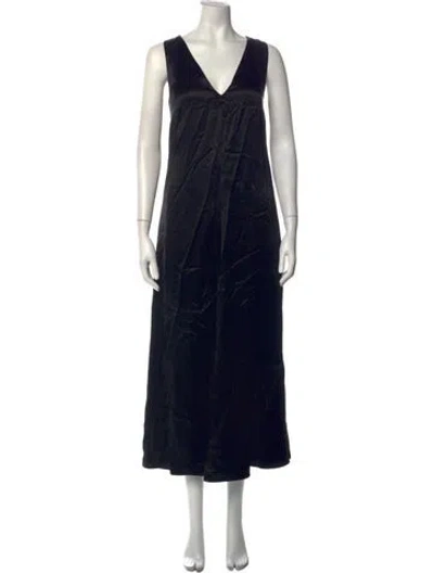 Pre-owned Weekend Max Mara V-neck Long Dress In Black
