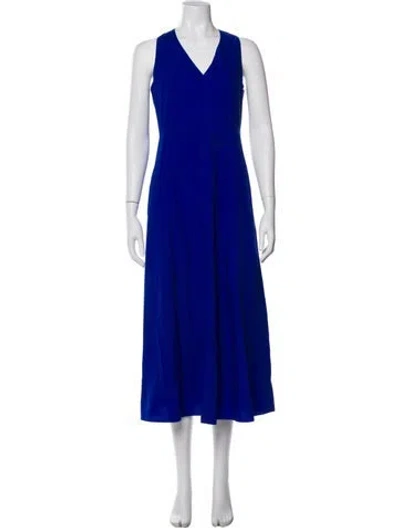 Pre-owned Weekend Max Mara V-neck Long Dress In Blue