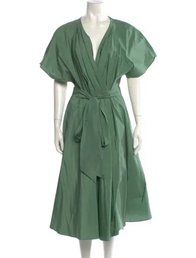 Pre-owned Weekend Max Mara V-neck Long Dress In Green