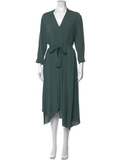 Pre-owned Weekend Max Mara V-neck Long Dress In Green