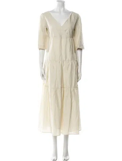 Pre-owned Weekend Max Mara V-neck Long Dress In Neutral