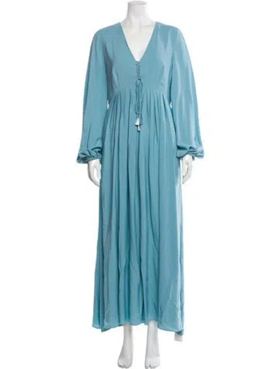 Pre-owned Weekend Max Mara V-neck Long Dress W/ Tags In Blue