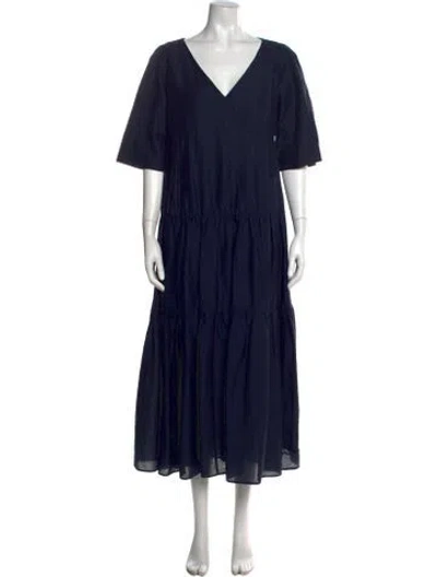 Pre-owned Weekend Max Mara V-neck Long Dress W/ Tags In Blue