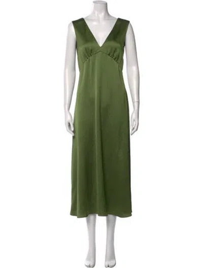 Pre-owned Weekend Max Mara V-neck Long Dress W/ Tags In Green