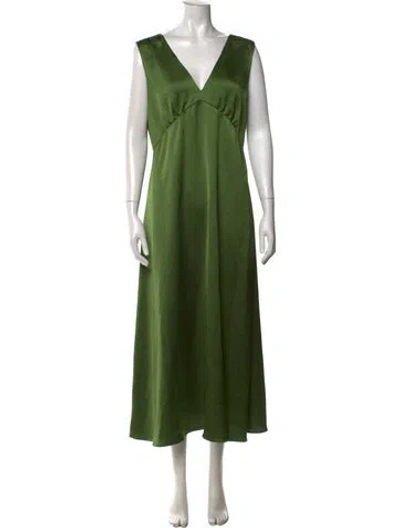 Pre-owned Weekend Max Mara V-neck Long Dress W/ Tags In Green