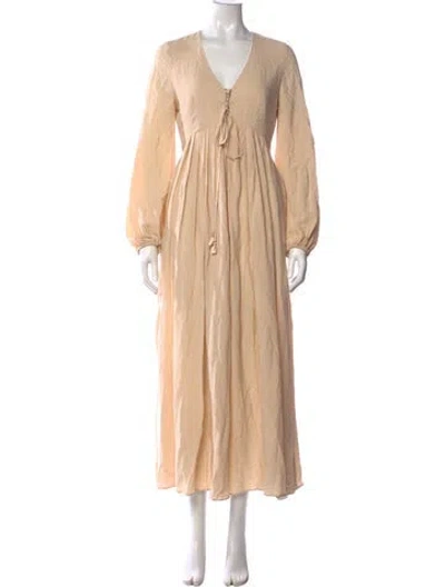 Pre-owned Weekend Max Mara V-neck Long Dress W/ Tags In Neutral