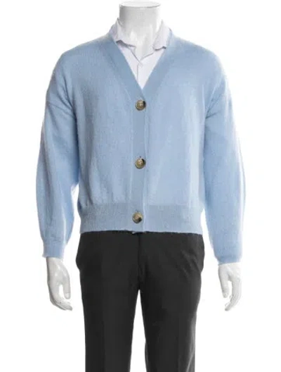 Pre-owned Weekend Max Mara V-neck Long Sleeve Cardigan W/ Tags In Blue