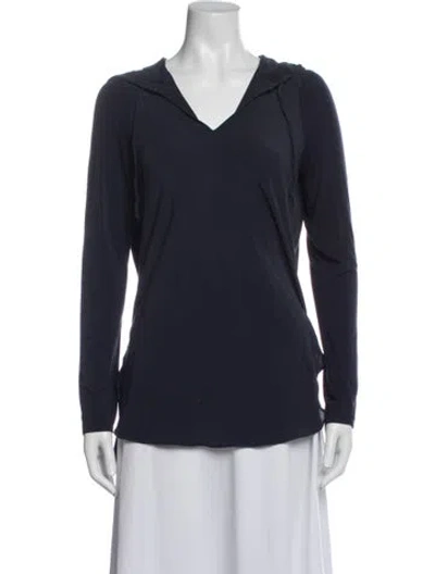 Pre-owned Weekend Max Mara V-neck Long Sleeve Hoodie In Blue