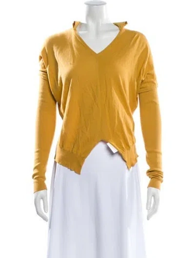 Pre-owned Weekend Max Mara V-neck Long Sleeve Sweatshirt In Yellow