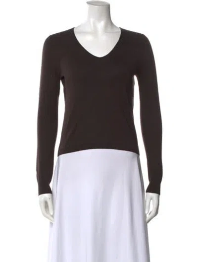 Pre-owned Weekend Max Mara V-neck Long Sleeve Top In Black