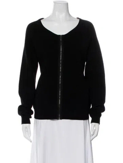 Pre-owned Weekend Max Mara V-neck Long Sleeve Top In Black