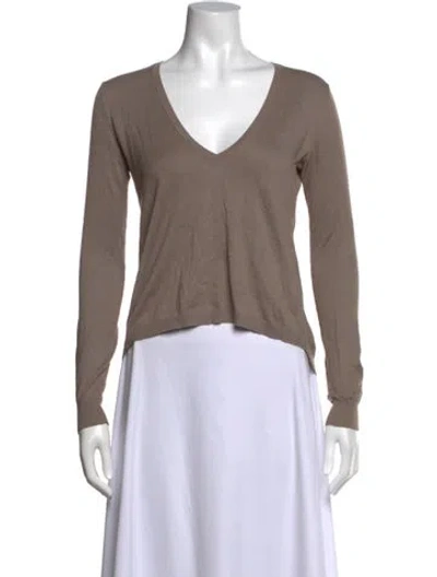 Pre-owned Weekend Max Mara V-neck Long Sleeve Top In Neutral