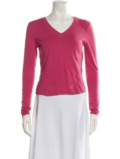 Pre-owned Weekend Max Mara V-neck Long Sleeve Top In Pink