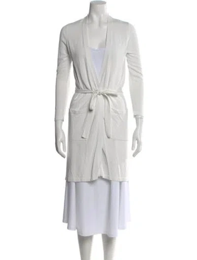 Pre-owned Weekend Max Mara V-neck Long Sleeve Top In White