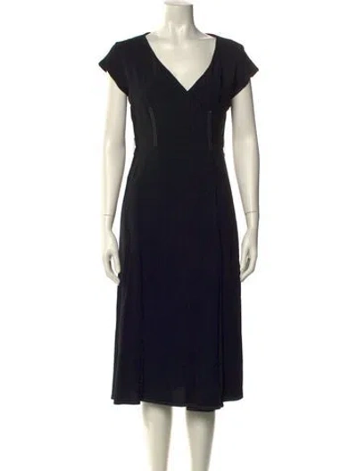 Pre-owned Weekend Max Mara V-neck Midi Length Dress In Black