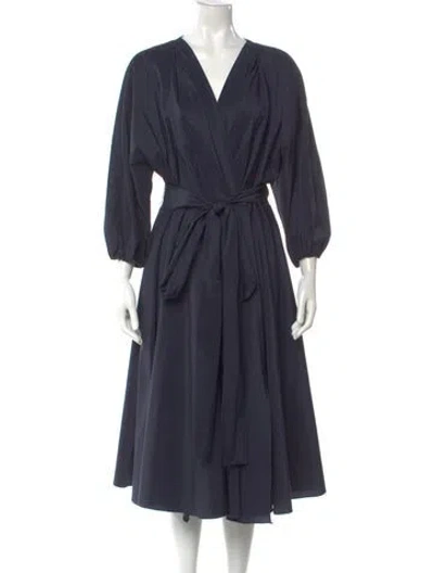 Pre-owned Weekend Max Mara V-neck Midi Length Dress In Blue