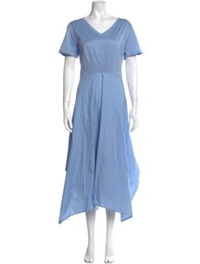 Pre-owned Weekend Max Mara V-neck Midi Length Dress In Blue