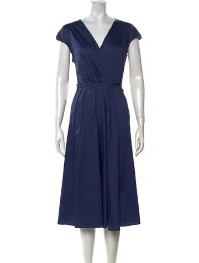 Pre-owned Weekend Max Mara V-neck Midi Length Dress In Blue
