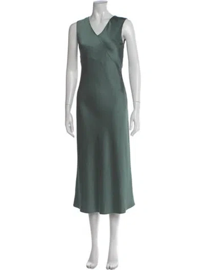 Pre-owned Weekend Max Mara V-neck Midi Length Dress In Green