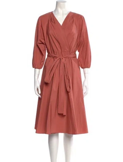 Pre-owned Weekend Max Mara V-neck Midi Length Dress In Orange