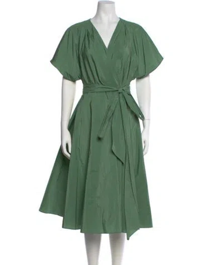 Pre-owned Weekend Max Mara V-neck Midi Length Dress W/ Tags In Green