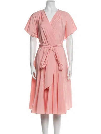 Pre-owned Weekend Max Mara V-neck Midi Length Dress W/ Tags In Pink