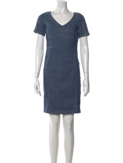 Pre-owned Weekend Max Mara V-neck Mini Dress In Blue
