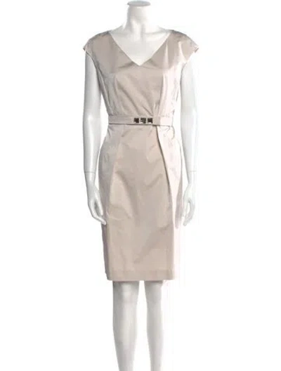 Pre-owned Weekend Max Mara V-neck Mini Dress In Neutral